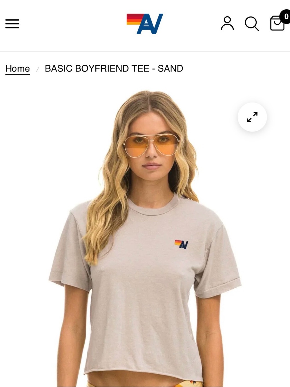 Aviator Nation Basic Boyfriend Tee in Sand small